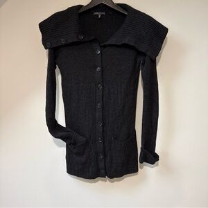 Vince Bergdorf Goodman Long Ribbed Sweater Cardigan  M Merino Wool & Alpaca Grey